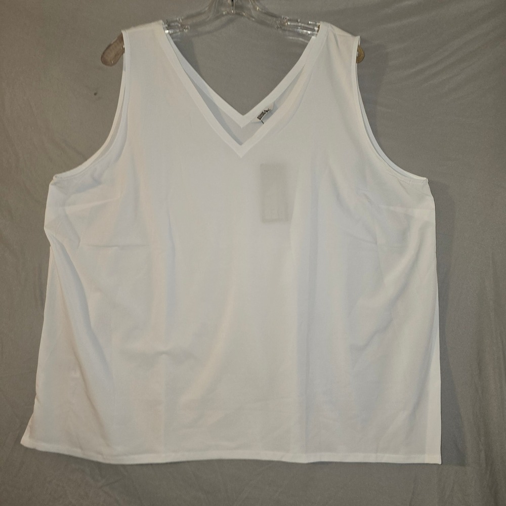 Eddie Bauer Departure Tank Top T2XL Womens White V-Neck Stretch Side Slit NEW